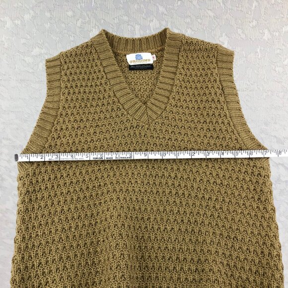 Grodins California Vintage Gold Knit Vest Unisex Preppy Retro V-Neck Pullover - Picture 6 of 8